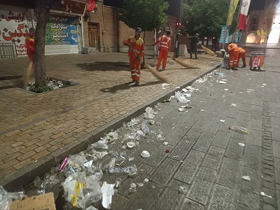 تلاش بی وقفه عوامل اجرایی و نظارتی سازمان مدیریت پسماند شهرداری قزوین در برگزاری جشن بزرگ غدیر
